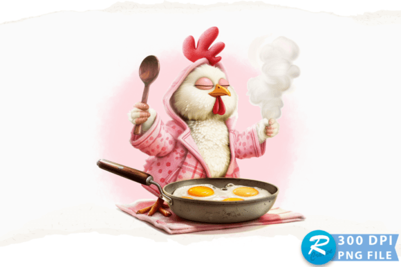 A Cartoon Style Chicken Wearing a Pink