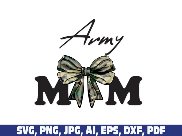 Army Mom Coquette Bow: A Vintage Sentiment for Embroidery
