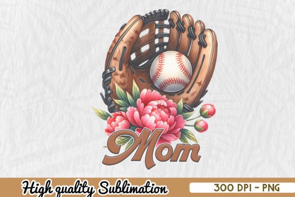 Baseball Mom Glove with Flower