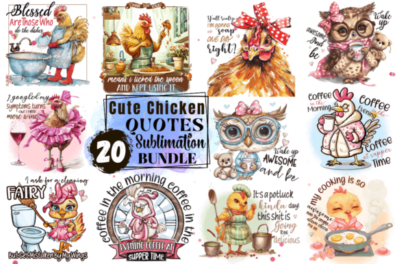 Cute Chicken Quotes Sublimation Bundle