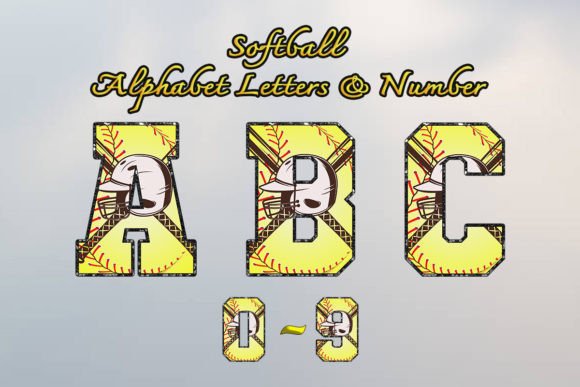 Softball Alphabet, SoftballFont,Digital